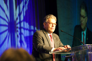 Al Franken speaks at DFL on Tuesday night. Photo by Jen Katz ’19