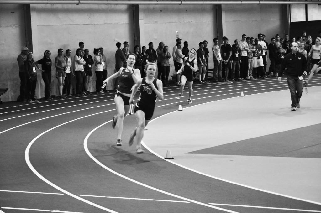 Ana Armitage ’14 races in the 4x400m relay. Armitage moved the team into second place during her anchor leg.  Photo courtesy of Joe Gibson.