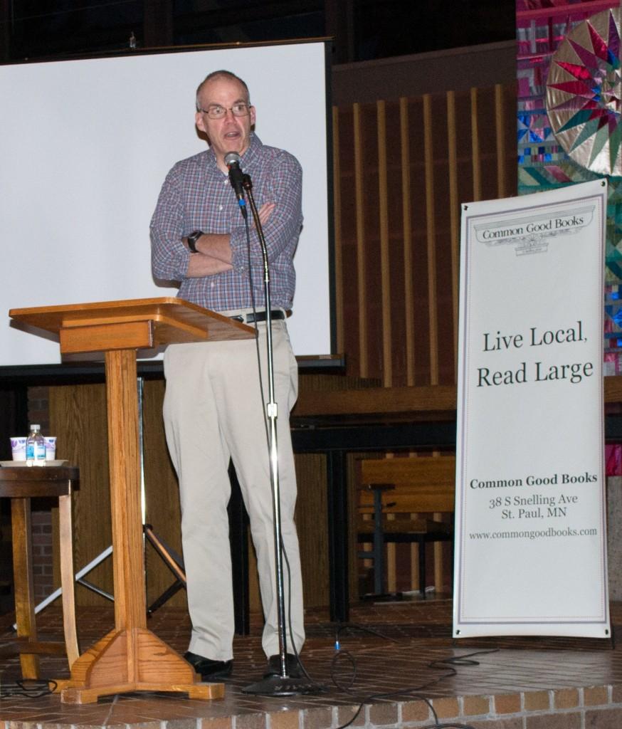 Bill McKibben spoke in the Weyerhaeuser Chapel on Tuesday. McKibben is an environmental activist and was promoting his new book. Photo by Olivia Wolf ’17.