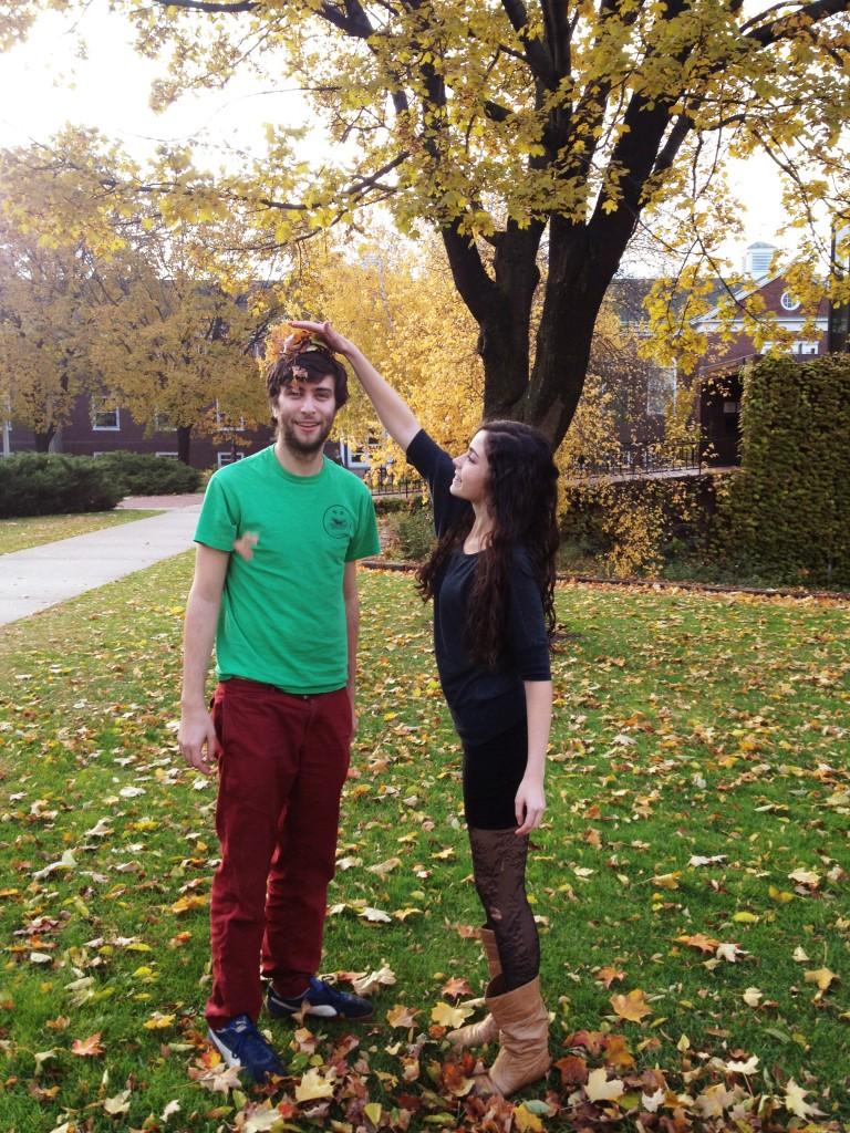 Joe Evers ‘14 (left) and Michelle Einstein ‘14 (right) are the editors-in-chief of Macalester’s only humorous publication, The Hegemonocle. Though most of their time is taken up by being hilarious, they spend what little free time they do have perfecting their other art: interpretive dance. Photo by Sophie Nikitas ’14.