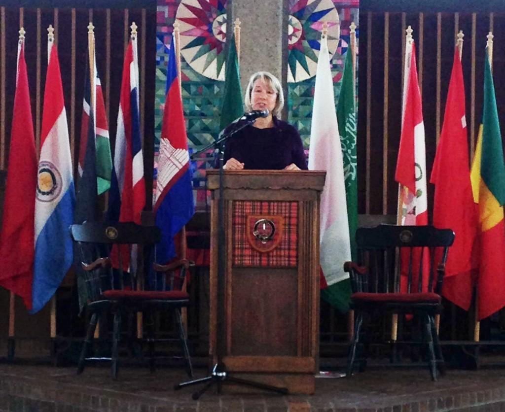 Acting Peace Corps Director Carrie Hessler-Radelet awarded Macalester for placing third on a list of top volunteer-producing small American colleges. Photo by Heather Johansen ’16.