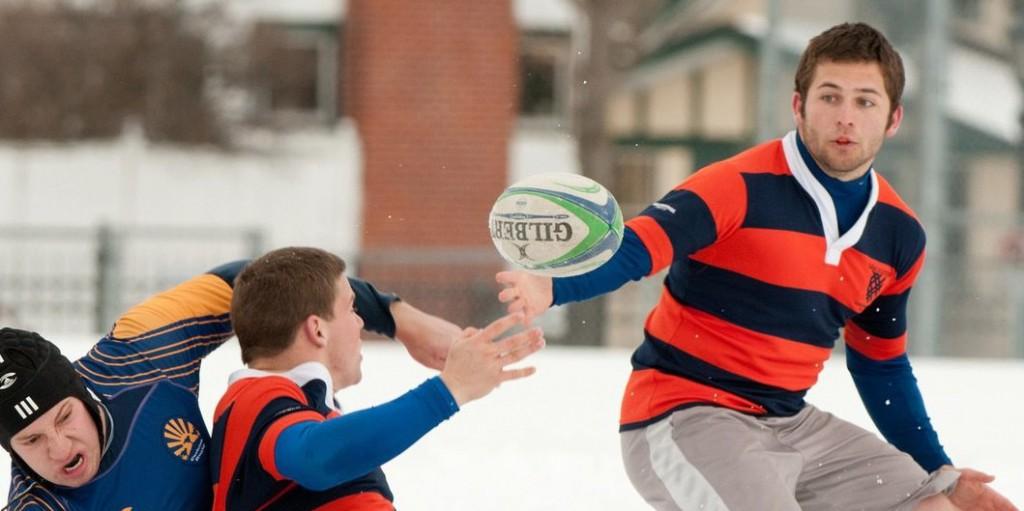 Mike Darrow ‘14 hustles for the Macalester Club Rugby Team. He also often plays for the Minneapolis Mayhem rugby squad. Photo by Jody Russell Photography.