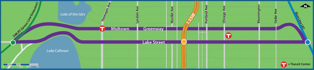 Plans for another line in Midtown Corridor describe it running parallel the Greenway. It should cut down travel time from Lake and Hiawatha significantly. Photo courtesy of Metro Transit. 