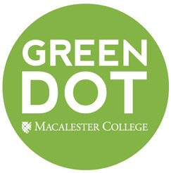 The Green Dot program will be a major component of Macalesters sexual violence prevention efforts, as more trainings are offered to students and staff.  Graphic courtesy of Macalester College.