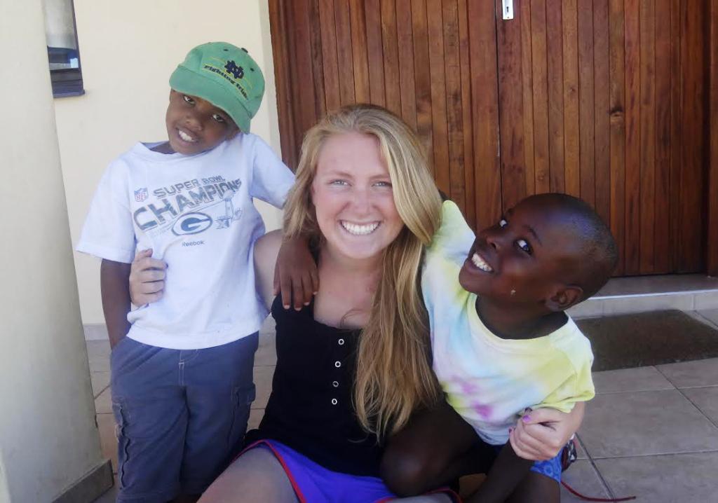 Jessica Yost (center) with two of her students in South Africa. Photo courtesy of Yost.