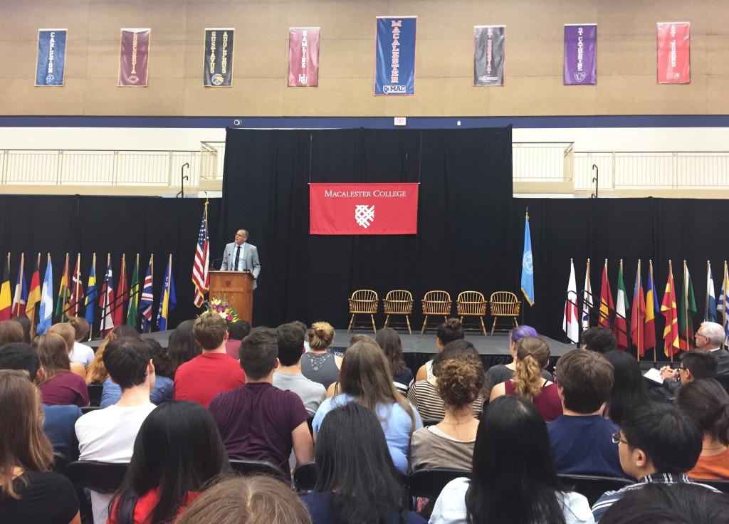 Professor James Forman Jr. spoke to a packed house in the Leonard Center last Thursday at Convocation. Photos by Maya Rait ’18.