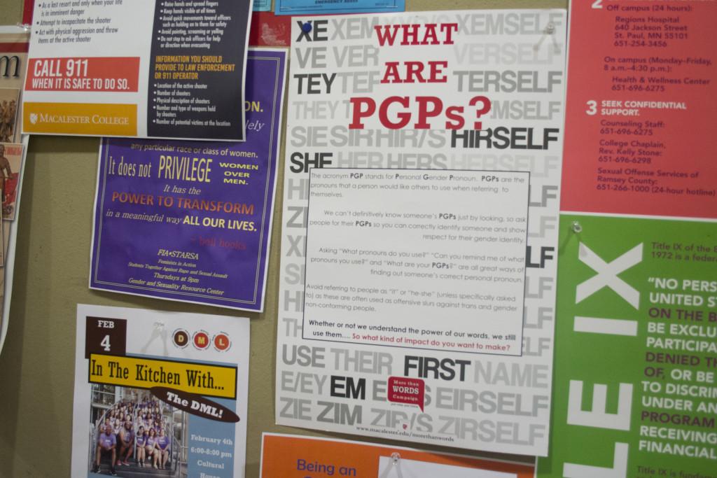 Macalester has a number of informative posters on PGPs. Photo by Will Milch ’19.