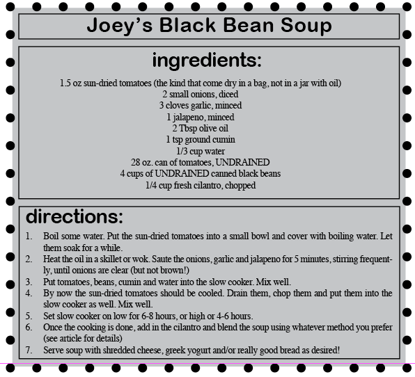 Gastronomi Klonowski: Joey’s Black Bean Soup