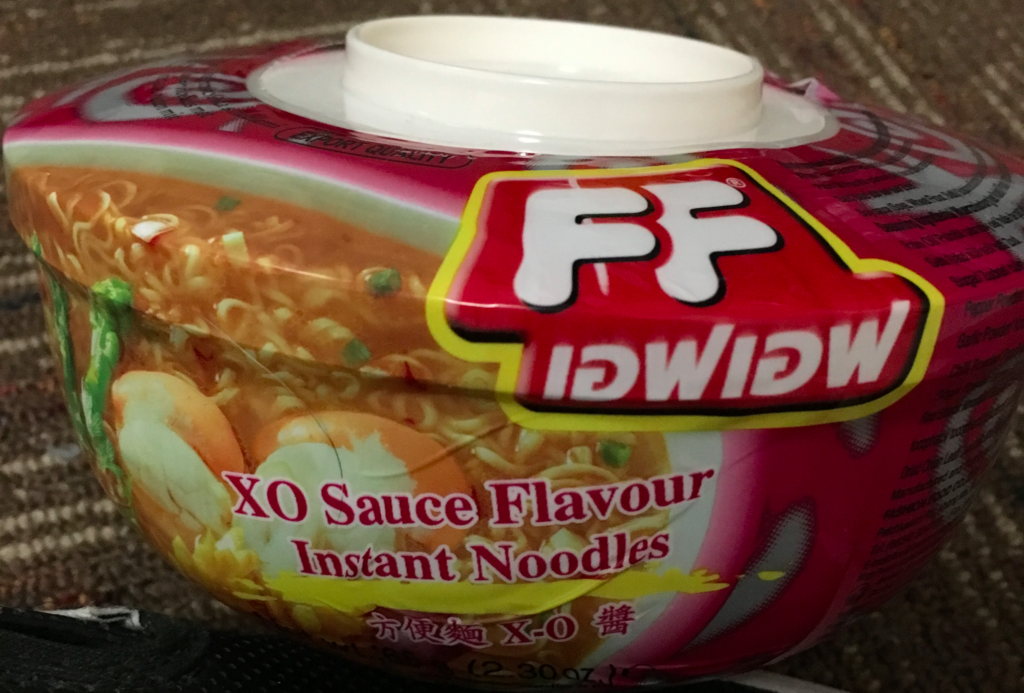 XO Sauce Flavour Instant Noodles in their packaging. Photo courtesy of Ellyse Retana ’19. 