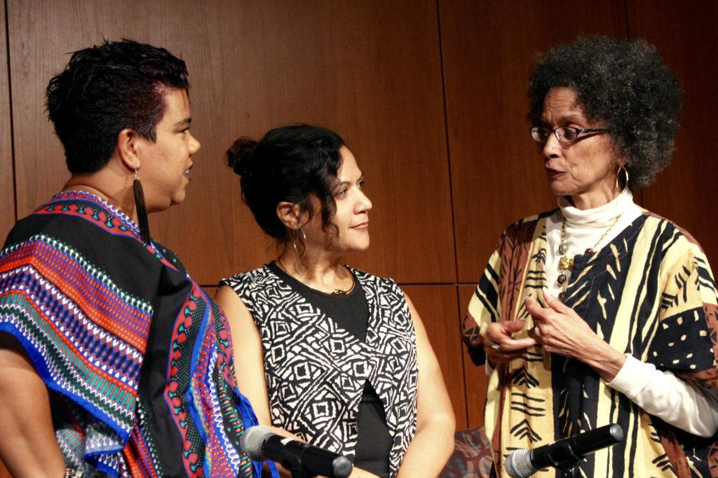 Rosa Clemente, Dr. Jacqueline Lazú and Denise Oliver-Velez explored the complicated nature of Latinx identity and race in the U.S. in the SPEAK! series’ first talk of the semester. The speakers touched on similarities between the Young Lords and the Black Panthers and movements like Black Lives Matter. Photo by Emma Carray ’20.
