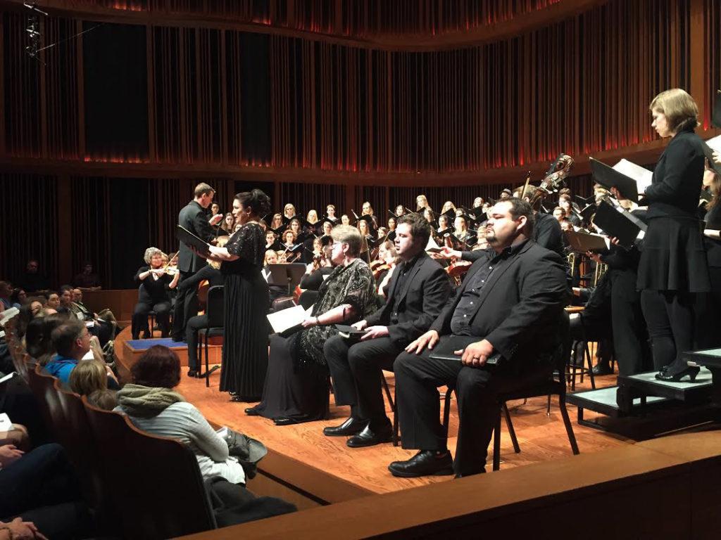 Macalester’s Chorale and Concert Choir peform alongside four professional soloists. Photo courtesy of Jane Kollasch.