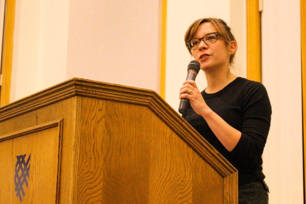 Amy Thielen 19 discusses her memoir Give a Girl a Knife. Photo by Kori Suzuki 21.