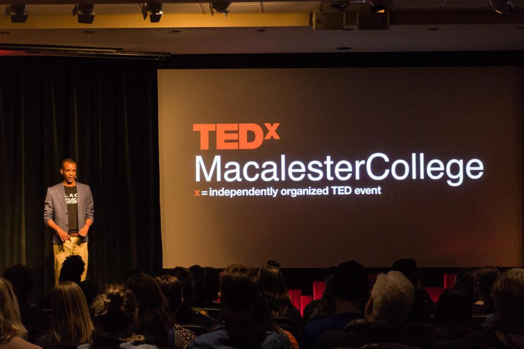 Director of the Lealtad-Suzuki Center Jason Jackson presents at TEDxMacalesterCollege. Photo courtesy of Marin Stefani ’18.