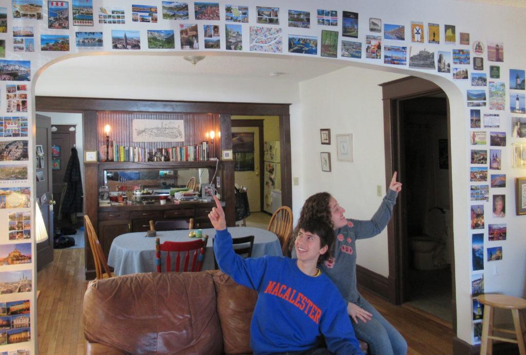 Nadel and Gamoran show off the postcards they collected during their semesters abroad. Photos by Carrigan Miller '19.