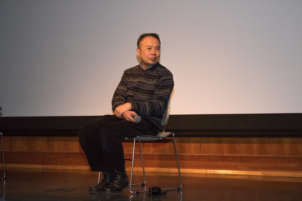 Photographer Naoya Hatakeyama during his Q&A in JBD, for the documentary “Tracing the Future.” Photo by Josh Koh ’18.