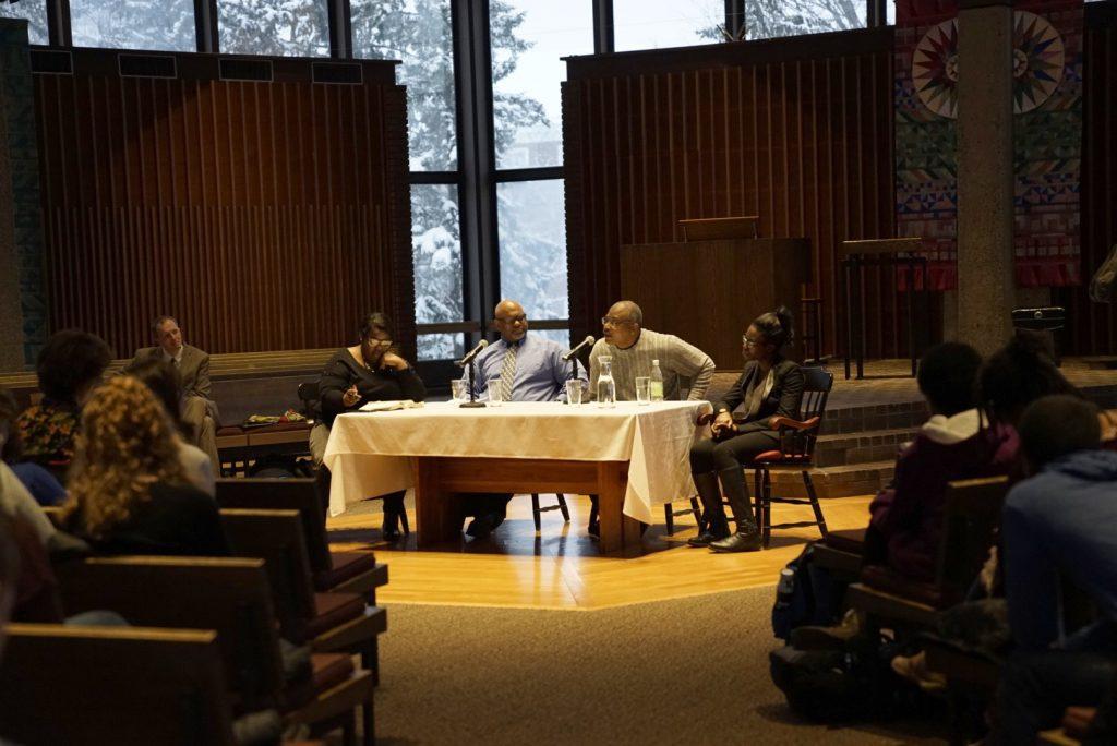 Religious studies professor Bill Hart speaks at the panel on the Rev. Dr. Martin Luther King Jr.’s legacy. Photo by Ally Kuper ’21.