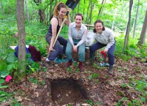 Bjonlie '18, Brickner '20, Thomsen '20 at summer archaeological filed school