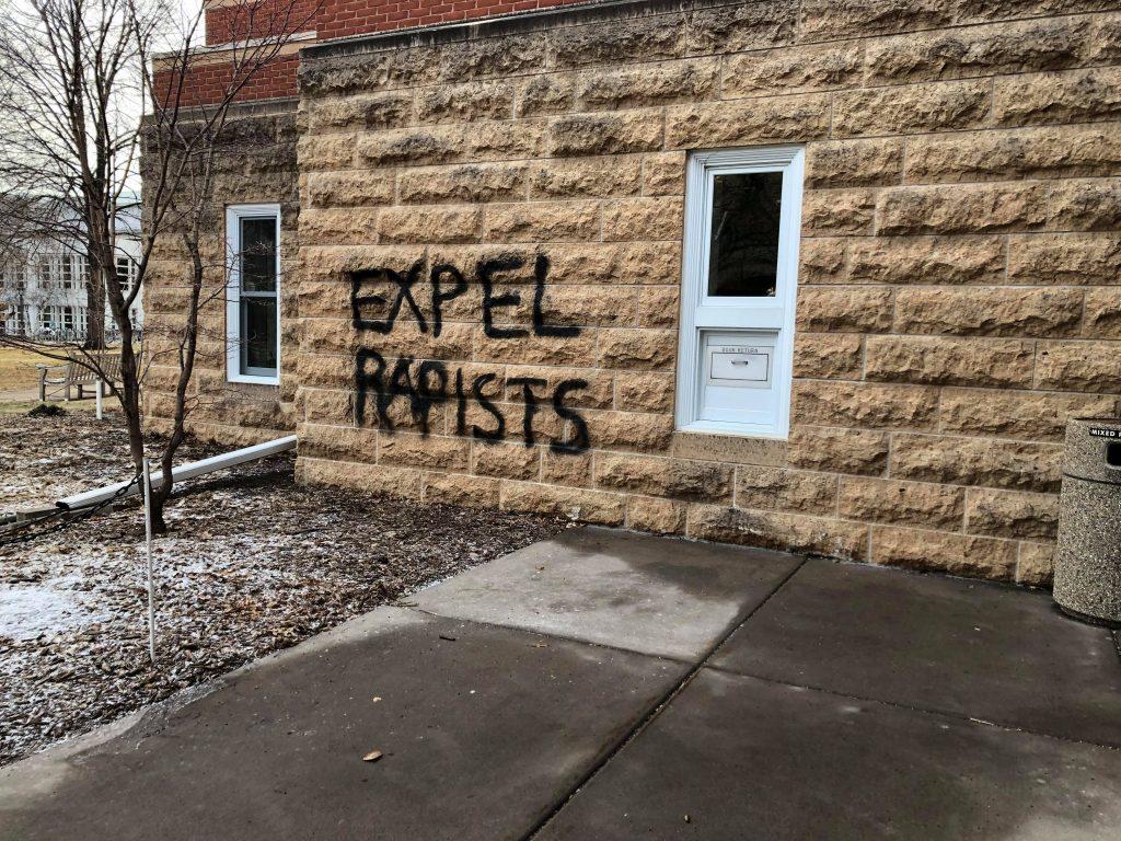 Graffiti found on the side of the Dewitt Wallace Library. Photo by Malcolm Cooke 21.