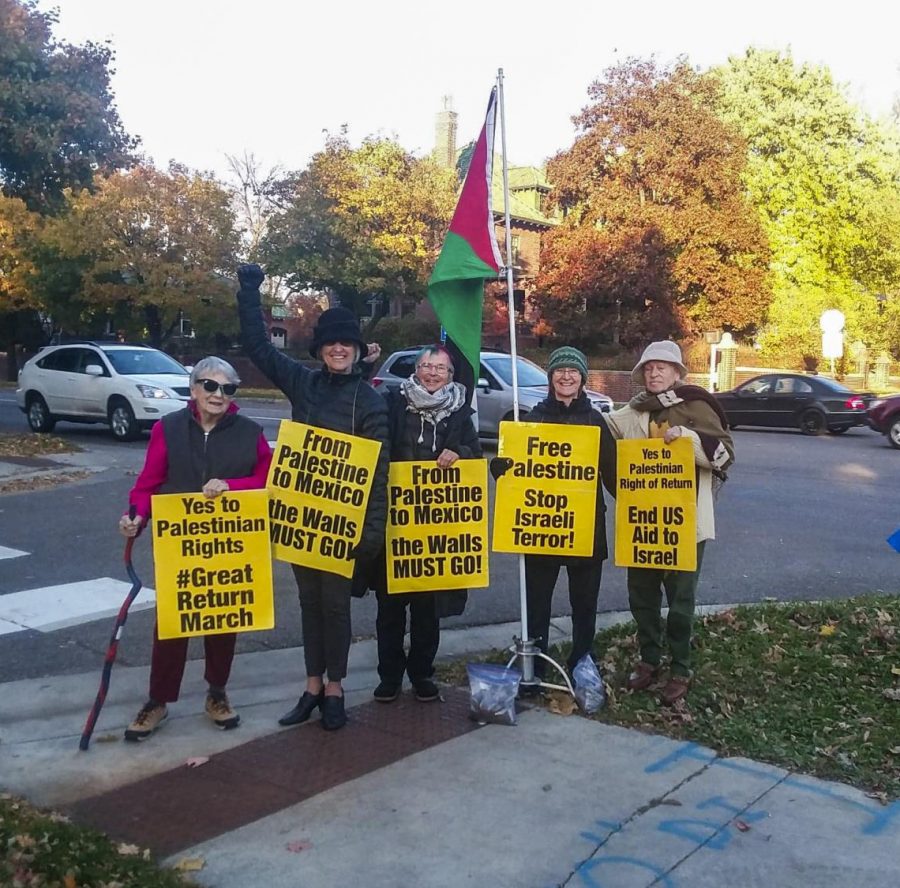 Women Against Military Madness members protest for peace in Palestine on Summit Avenue. Photo by Estelle Timar-Wilcox ’22. 