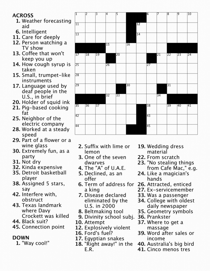 12/6/19 Crossword and Answers