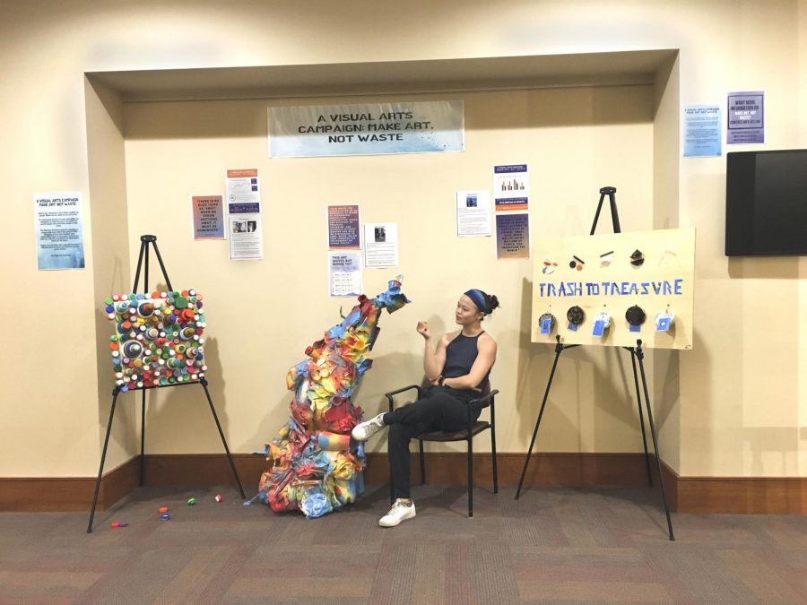 Quinn Rafferty '20 poses with the first set in the CC Atrium. Photo by Maggie Wick '22.
