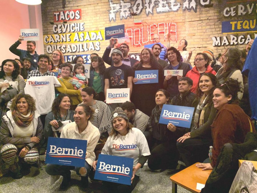 Supporters gathered at MN Latinxs por Tío Bernie event. Photo by Mary McDonnell ’23.