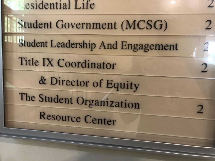 Signage for the office of the Title IX Coordinator. Photo by Lily Denehy 22.