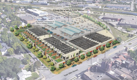 A rendering of the East Phillips Neighborhood Institute’s vision for the Roof Depot site
Credit: East Phillips Neighborhood Institute