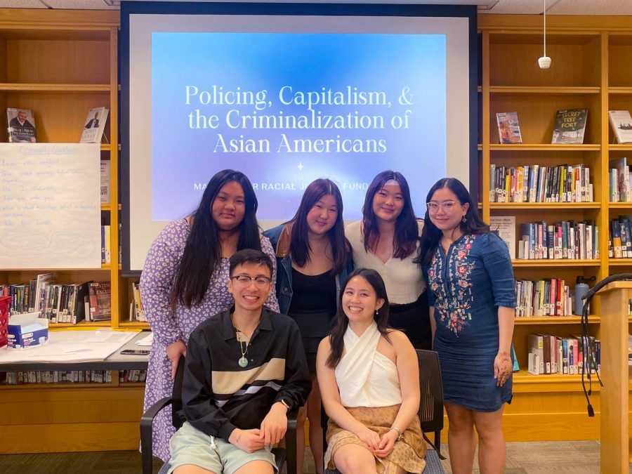 Back row, from left to right, Pa Cheng, Marie Stebbings, Jacqueline Zhang, Rola Cao 25. Front row, from left to right, Khai Hoang, Lily Dutton. Photo by Lucy Diaz 24. 