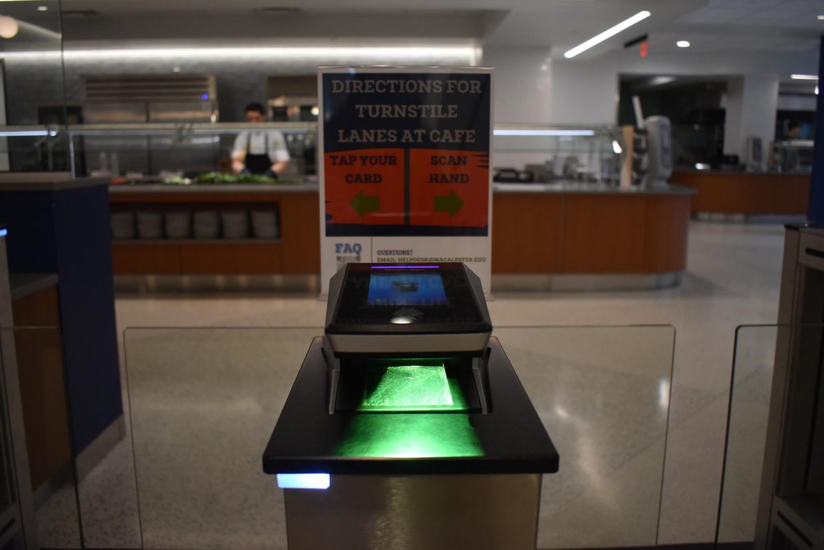 Biometric scanner at the entrance to Cafe Mac