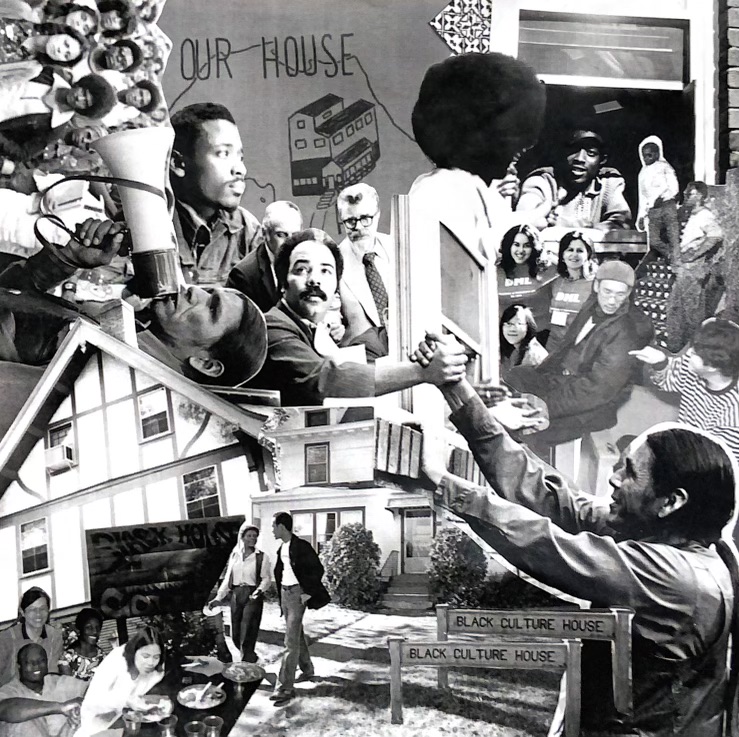 Collage made up of photos of EEO programs and C-House history. Art by Jane He ’27