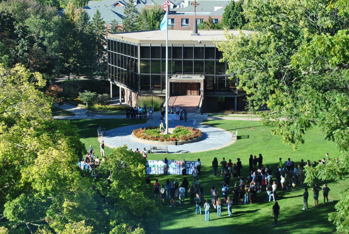 Protesters raise voices to BoT inside Weyerhaeuser.