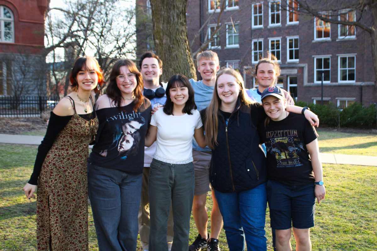 The Mac Weekly seniors. Back row, left to right: Nick Miller, Rylan Mueller, Noah
Riccardi. Front row, left to right: Gabby Simpson, Olivia Worcester, Mandy Week,
Justine Ballard, Lauren Petro. Not pictured: Kaliana Andriamananjara.