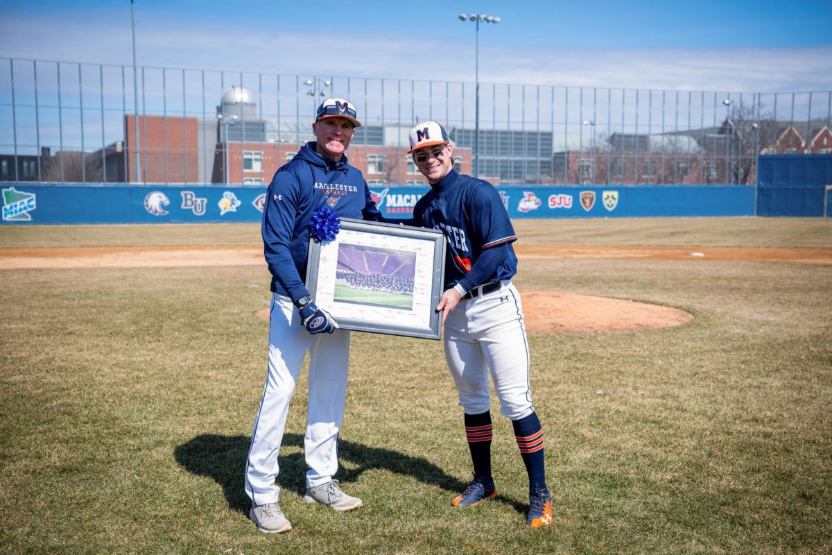 Matt Parrington and Niko Alexander ’26. Photo courtesy of Macalester Athletics